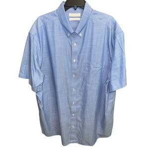 Gold Label 2XT Shirt Blue Cotton Non-Iron Short Sleeve Roundtree Yorke Tall Man